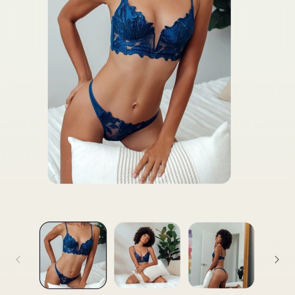 BRAND NEW: Blue French Lace Embroidered Set